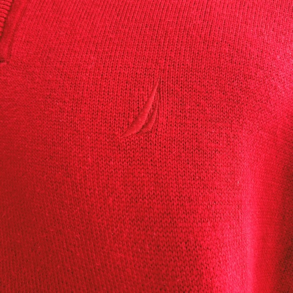 Nautica red jumper with zip up collar. - Picture 2 of 4